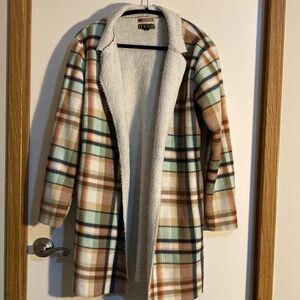 Plaid Sherpa-Lined Coat